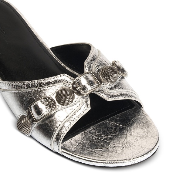 AUTHENTIC BALENCIAGA - WOMEN’s CAGOLE BUCKLE STUD FLAT SLIDE SANDALS - Picture 1 of 10
